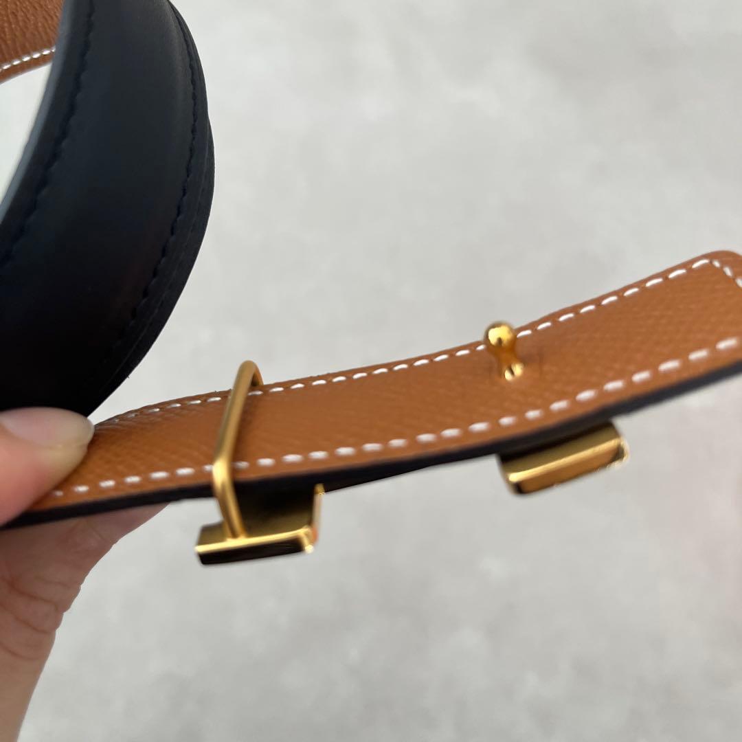 HERMES ブラックレザーベルト H型バックル