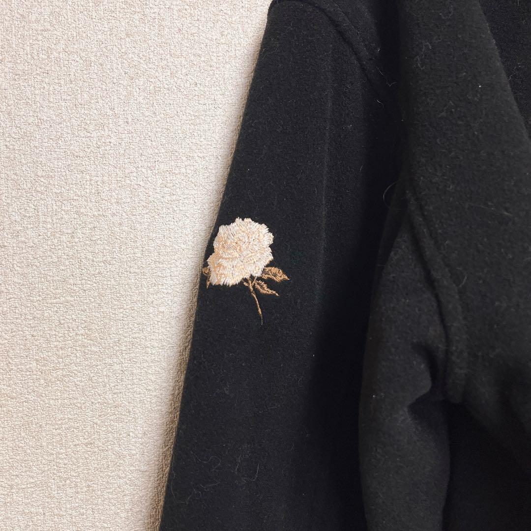 ketty リバーシブル ブルゾン ジャンパー 刺繍 花柄 フード ワッペン　黒