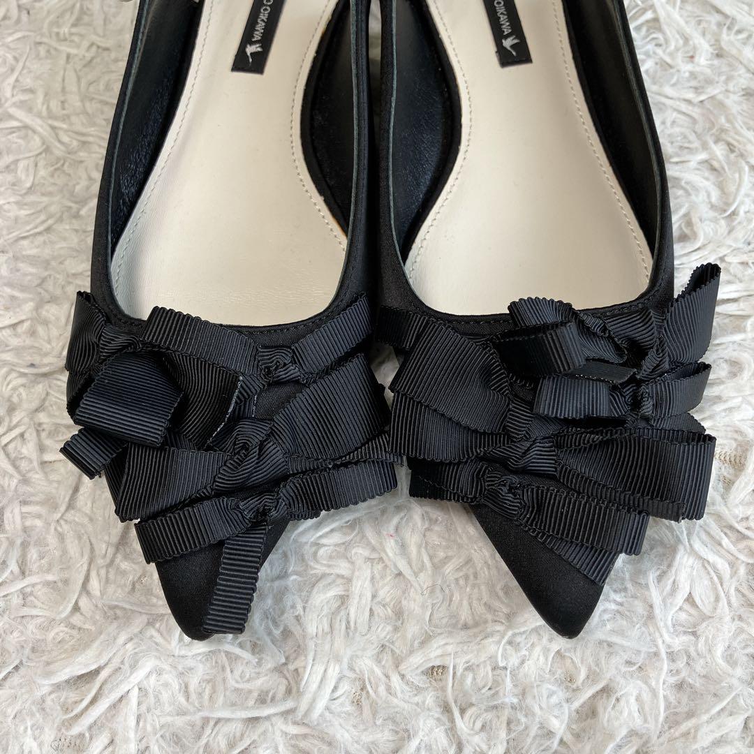 TSURU by MARIKO OIKAWA ブラックリボンデザイン ミュール