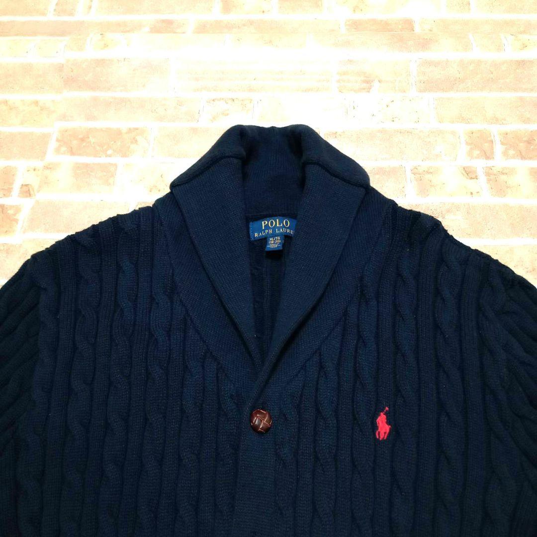 【未使用】ラルフローレン　ネイビー カーディガン　くるみボタン　XL