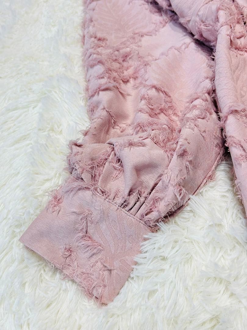 【新品タグ付】merry jenny リボンフリンジジャガードチュニック ピンク