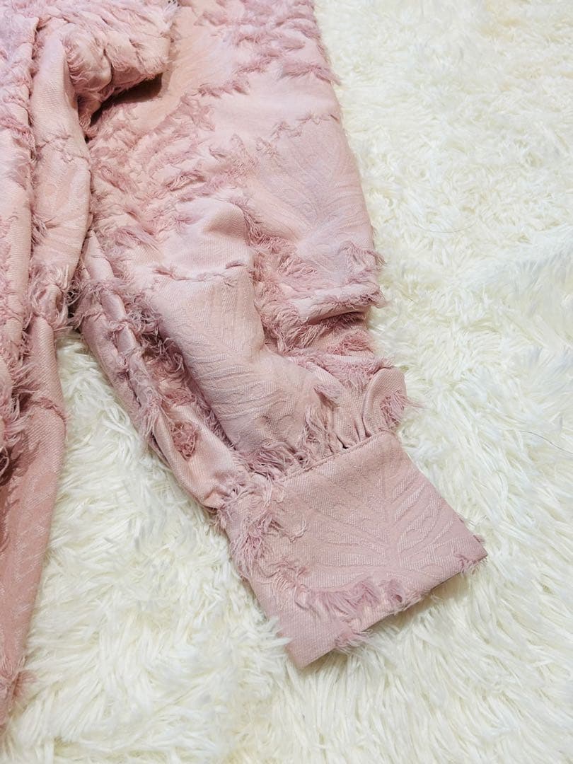 【新品タグ付】merry jenny リボンフリンジジャガードチュニック ピンク