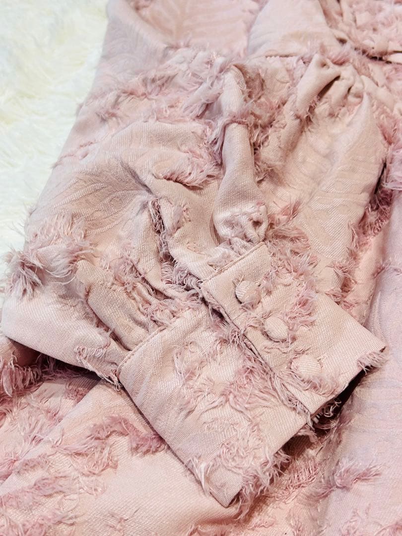 【新品タグ付】merry jenny リボンフリンジジャガードチュニック ピンク