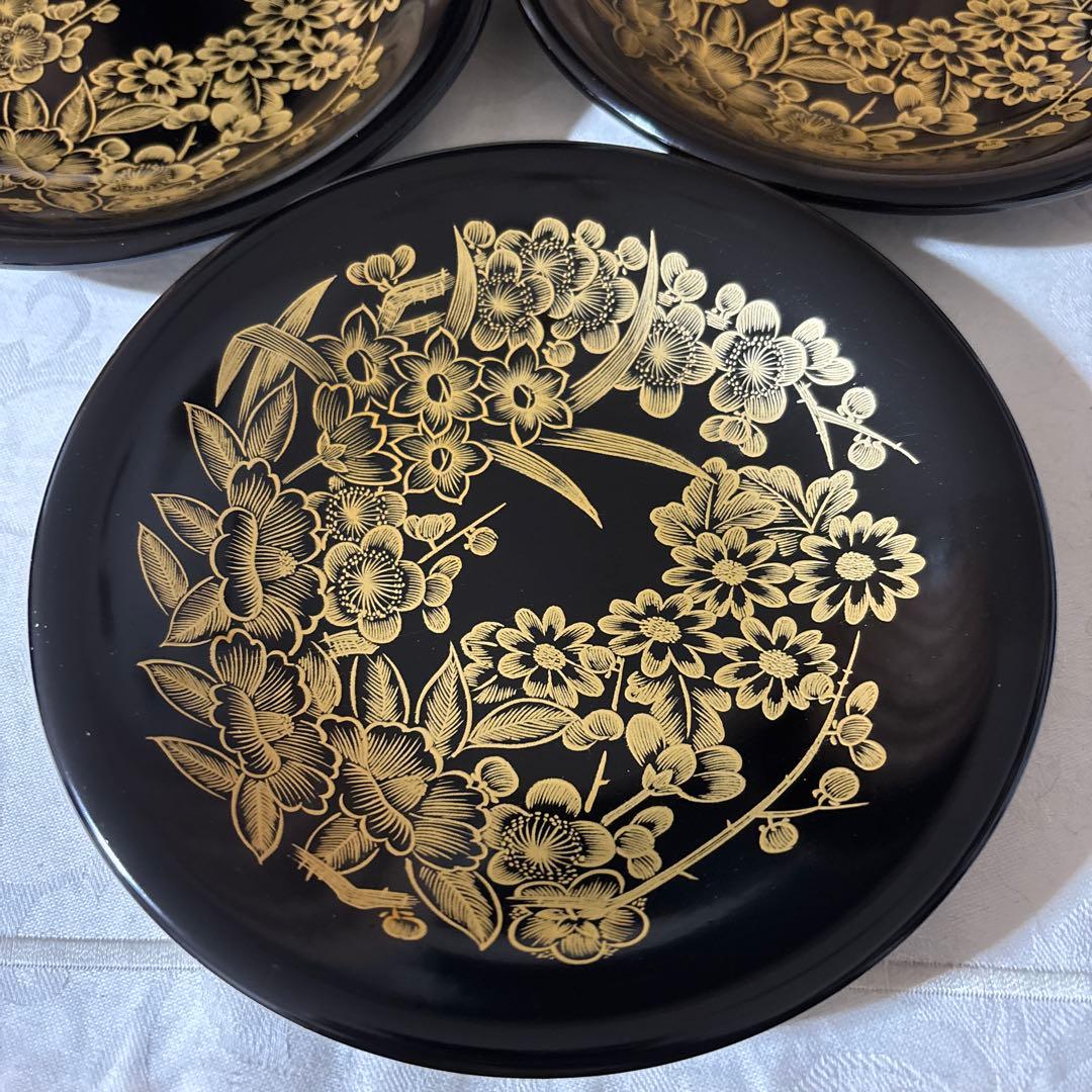 輪島塗　花詰　菓子皿　5枚