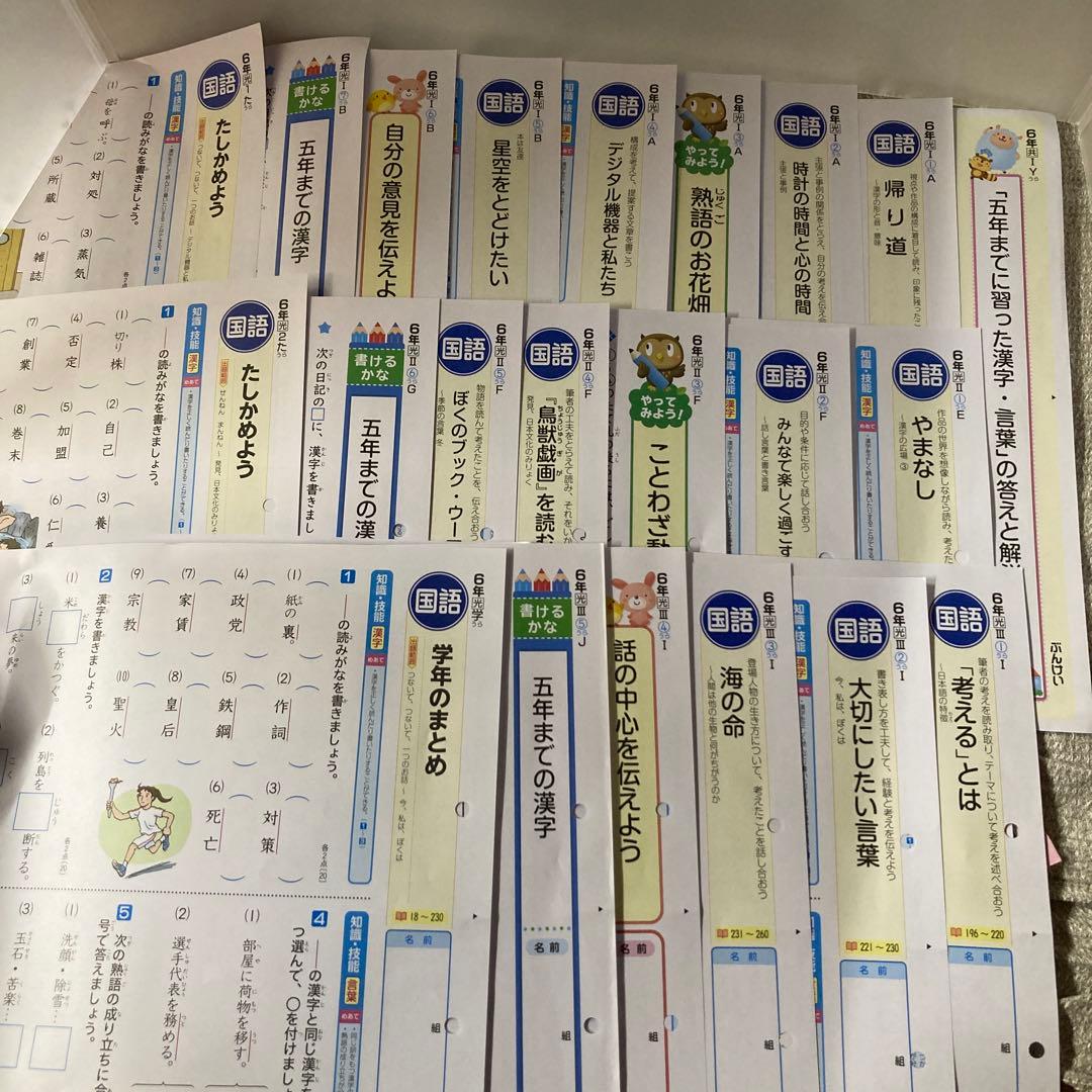 6年　国語　カラーテスト　答え　1年分　ぶんけい