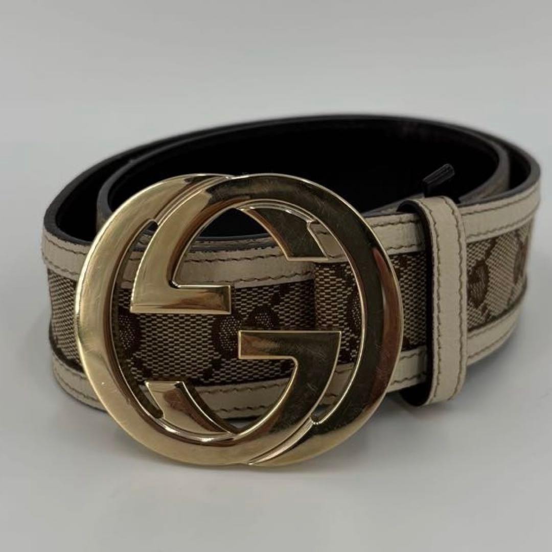 GUCCI ベルト インターロッキング G ブラウン ゴールド