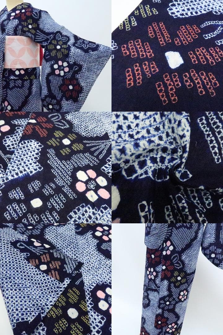 Y3422◆有松鳴海絞り 綿 手縫い仕立て 高級浴衣 洗える夏着物