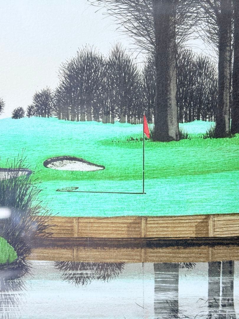 ジャック・デペルト 絵画 ゴルフ場 風景画 リトグラフ 直筆サイン