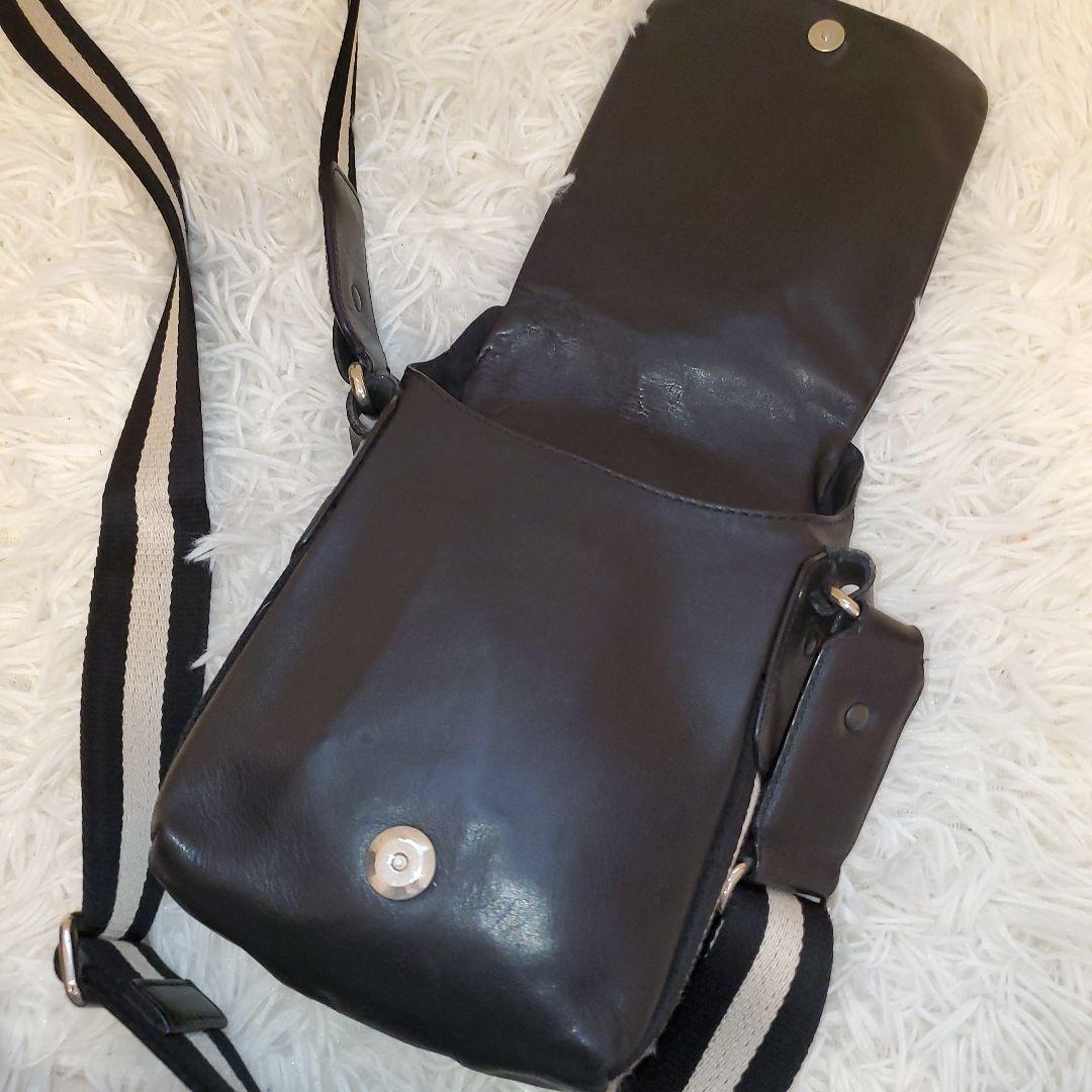 ⭐美品⭐BALLY ミニ メッセンジャーバッグ レザー 黒 ストライプ