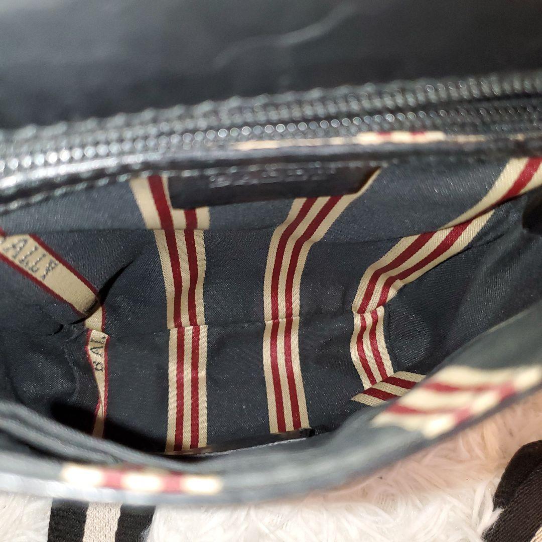 ⭐美品⭐BALLY ミニ メッセンジャーバッグ レザー 黒 ストライプ