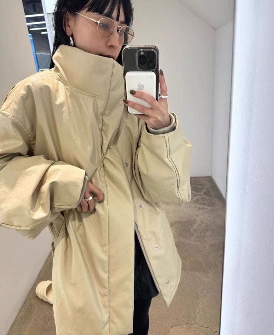 ジャケット・アウター AMERI PASTINGLIKESYNTHETICLEATHERJACKET