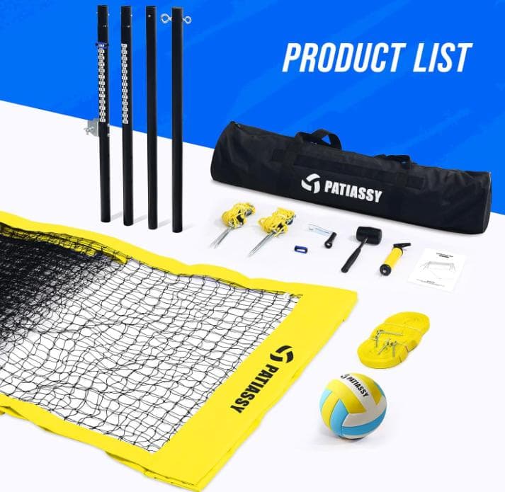 Patiassy ポータブルプロフェッショナルアウトドアバレーボールネットセット