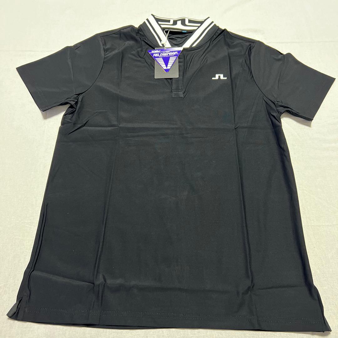 J.LINDEBERG ロゴ入り ブラック半袖ポロシャツ 新品タグ付き