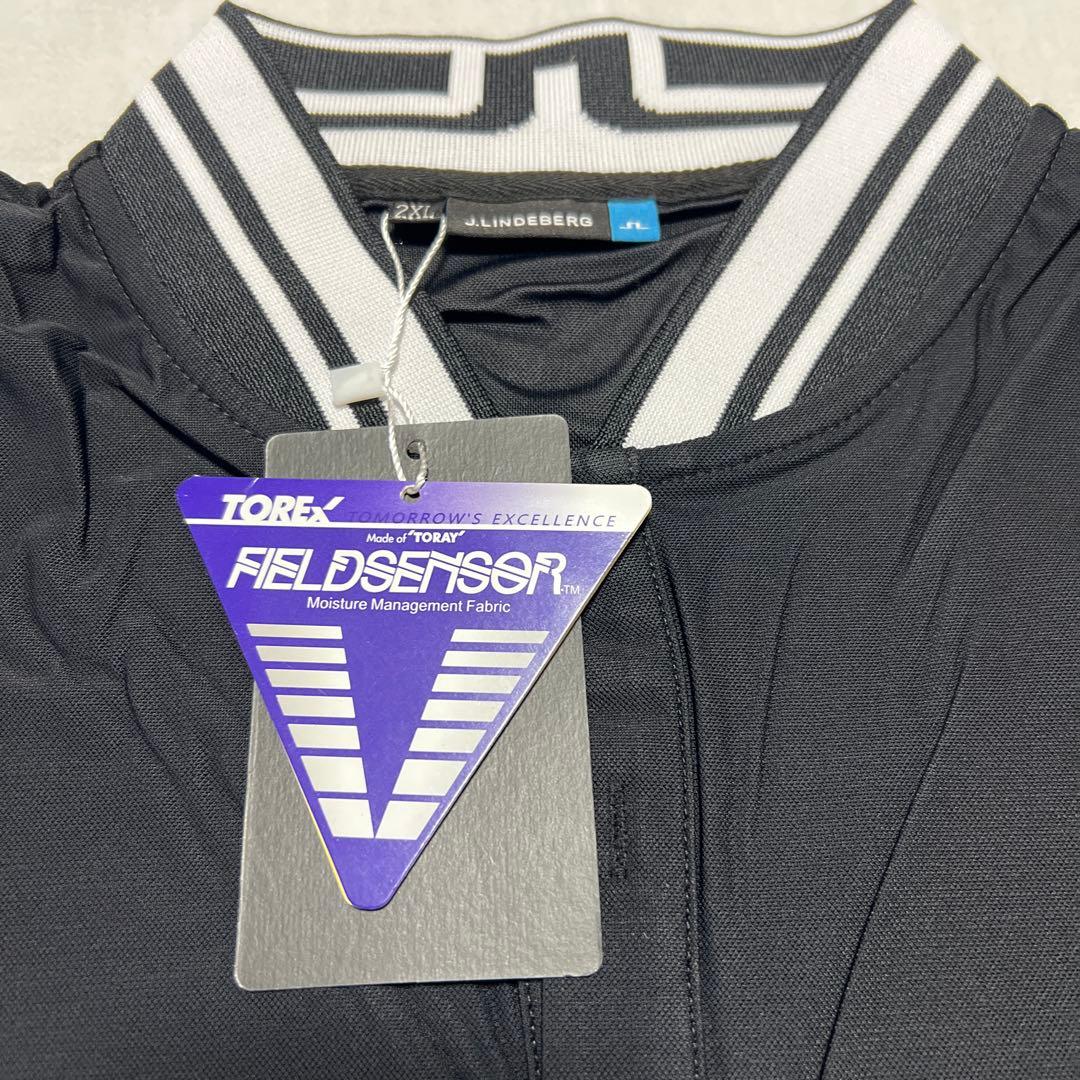 J.LINDEBERG ロゴ入り ブラック半袖ポロシャツ 新品タグ付き