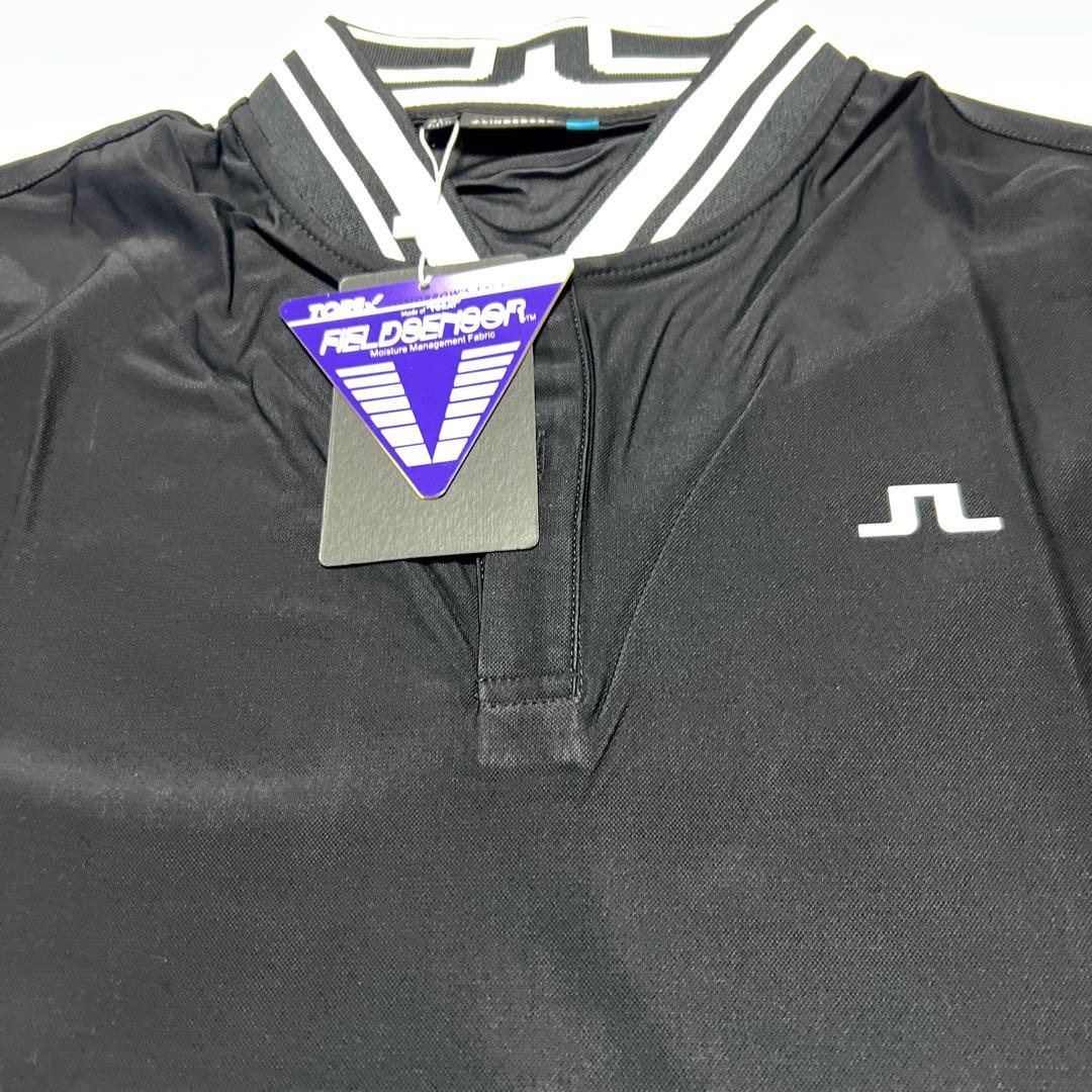 J.LINDEBERG ロゴ入り ブラック半袖ポロシャツ 新品タグ付き