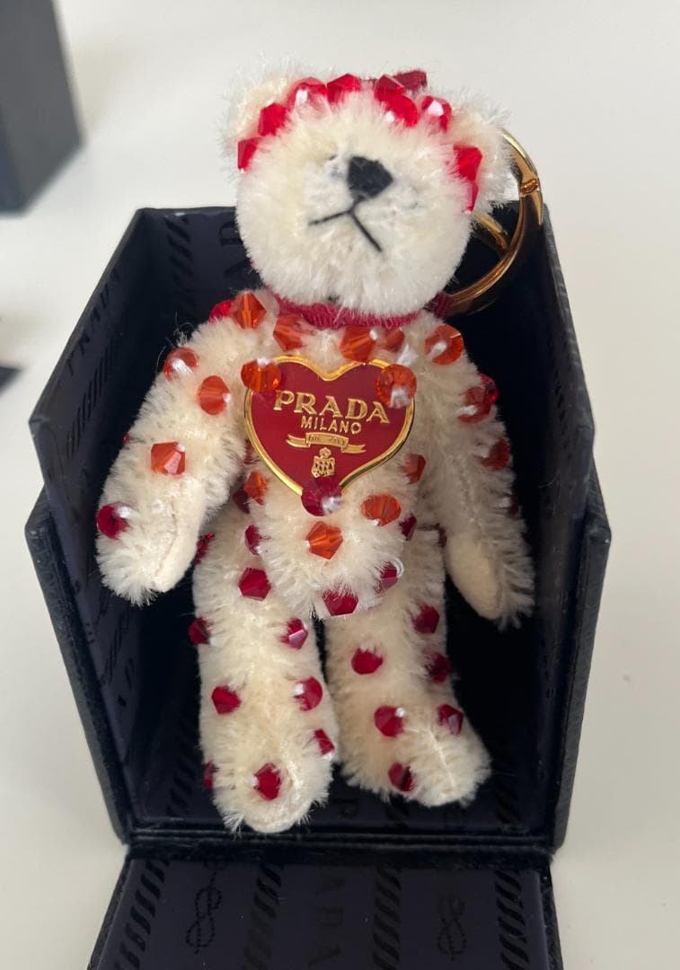 PRADA プラダ ベア チャーム キーホルダー レッド×オレンジ×ベージュ
