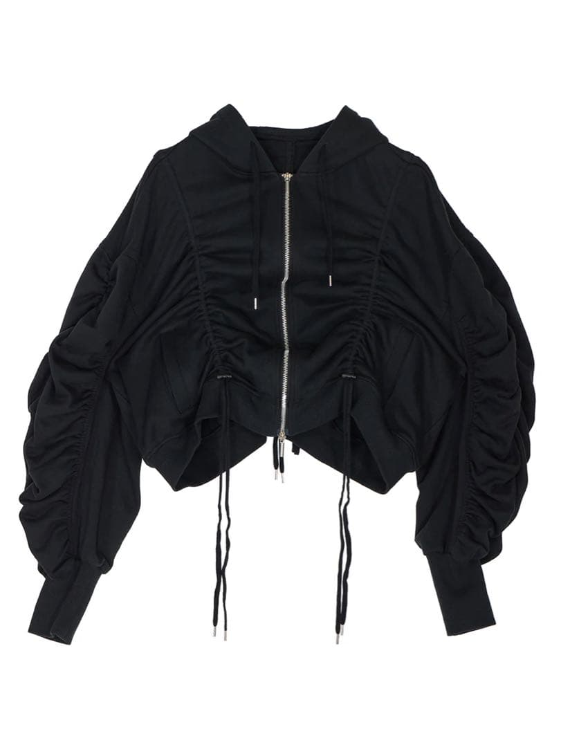 トップス Ameri VOLUME GATHERED ZIP UP HOODIE