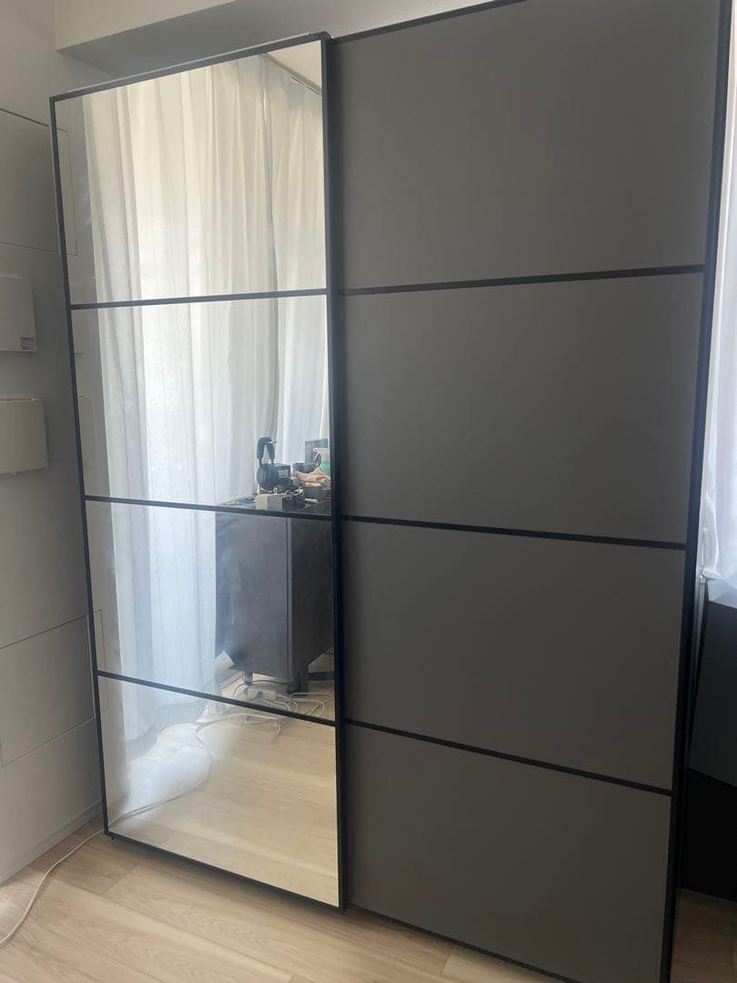 【ナカイ】IKEA PAX 扉はミラー＆ダークグレー※解体、送料込