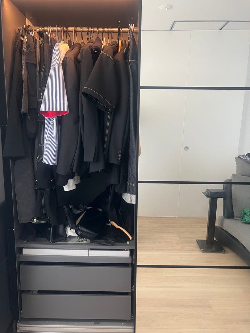 【ナカイ】IKEA PAX 扉はミラー＆ダークグレー※解体、送料込