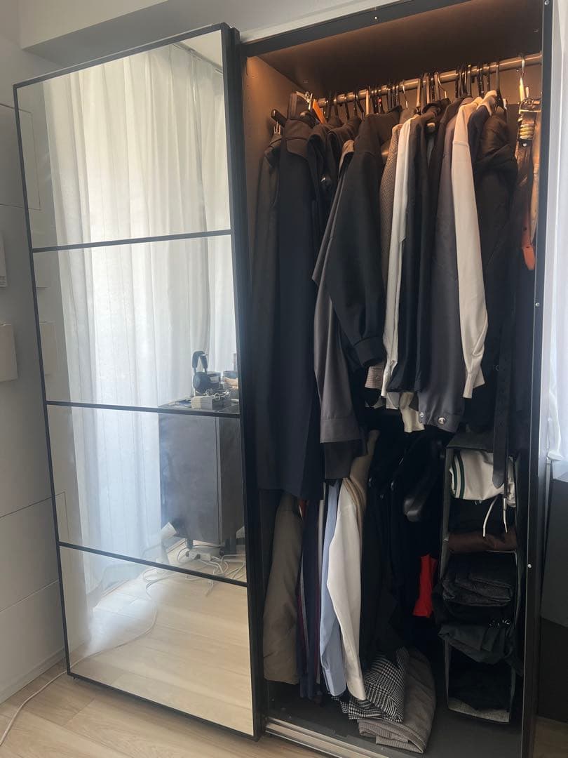 【ナカイ】IKEA PAX 扉はミラー＆ダークグレー※解体、送料込