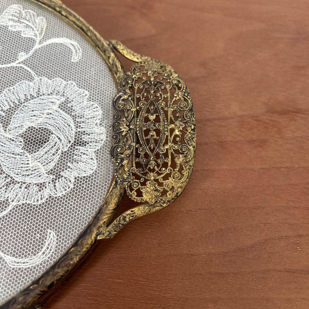 【匿名配送】ドレッシングトレイ　プチポワン　バラ　アンティーク　雑貨