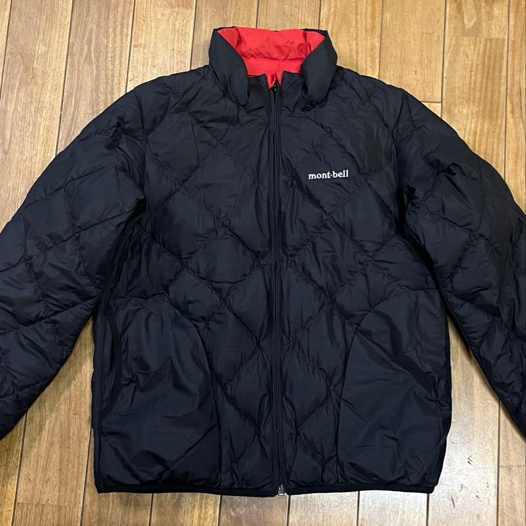 mont-bell ダウンジャケット キルティング　リバーシブル黒／赤