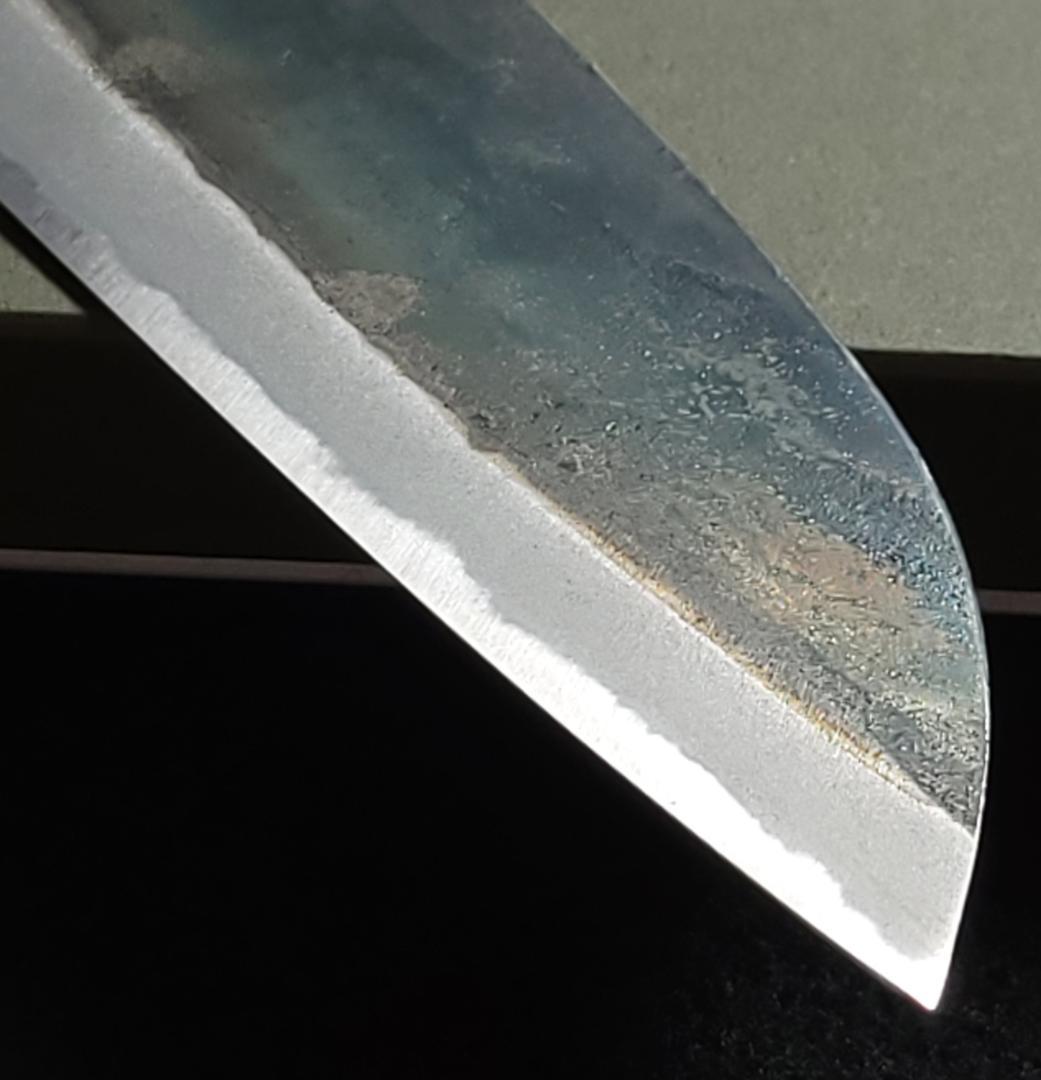 白紙1号 黒打 三徳包丁 180㎜ G1324 焼栗柄 月光作