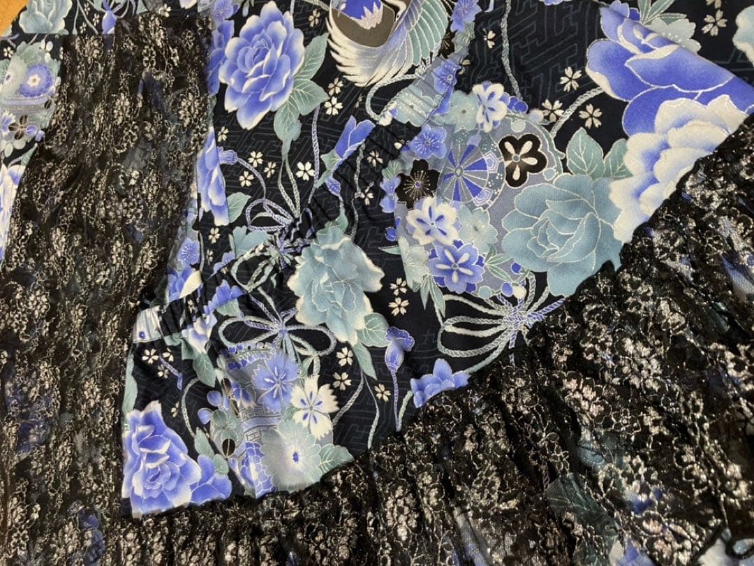 姫ギャル　浴衣ドレス　①黒×水色　地雷系　量産型　y2k　平成