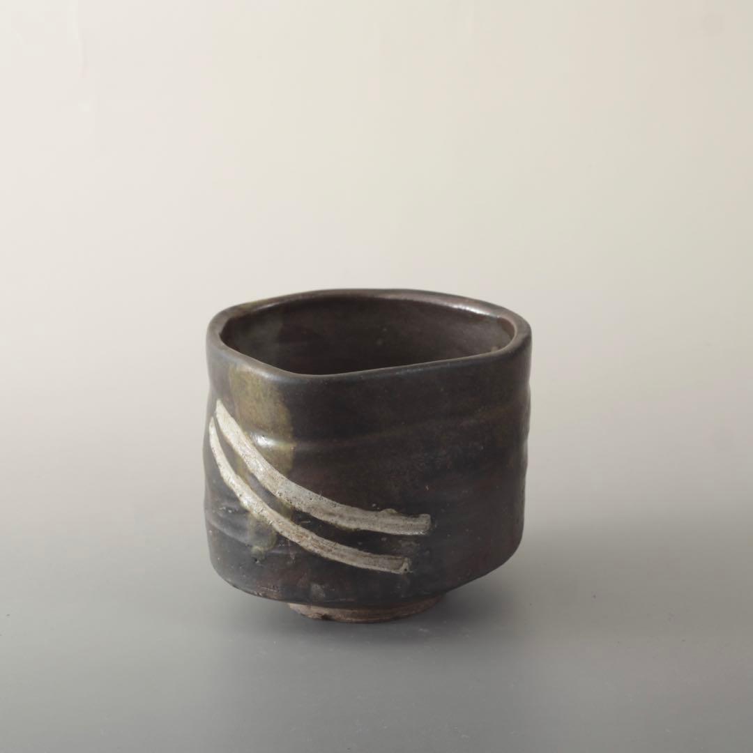 黒織部 筒茶碗 古美術 復興織部 茶道具 茶碗 織部 古道具 アンティーク
