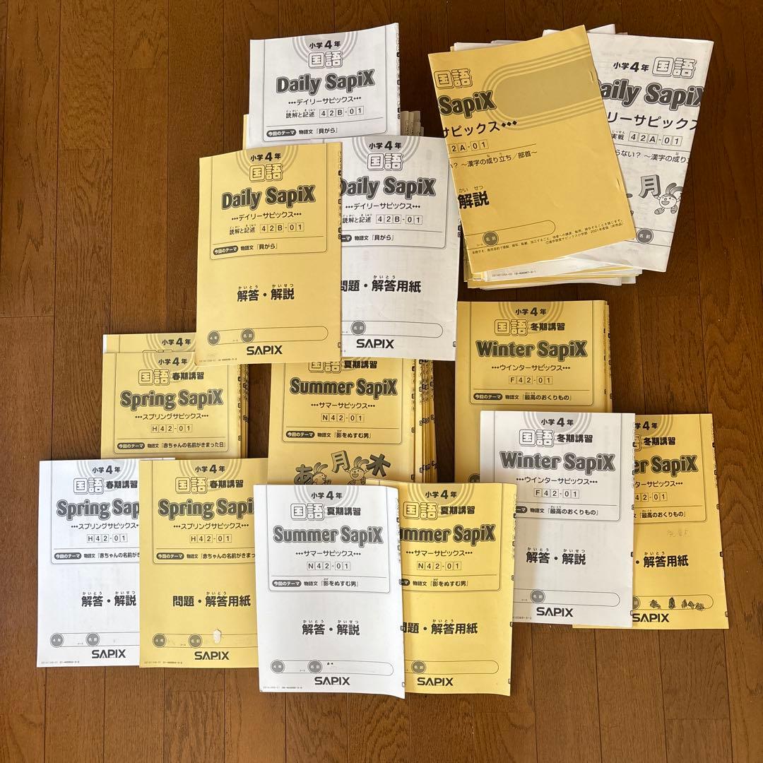 SAPIX小学4年　国語デイリーサピックス春期夏期冬期講習セット