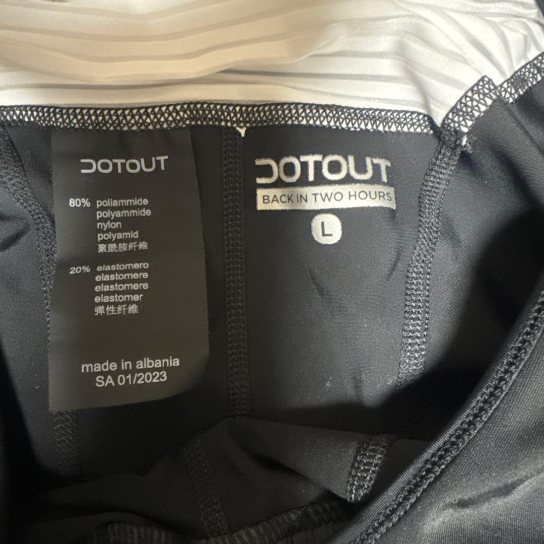 DOTOUT ストライプ肩ひも 膝下7分丈　ビブタイツ　L