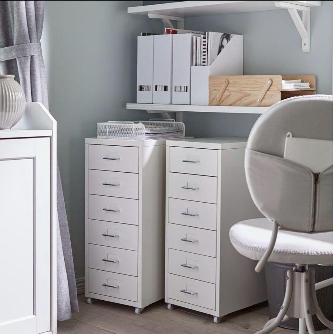 新品未使用 IKEA ヘルメル 収納チェスト ホワイト キャビネット