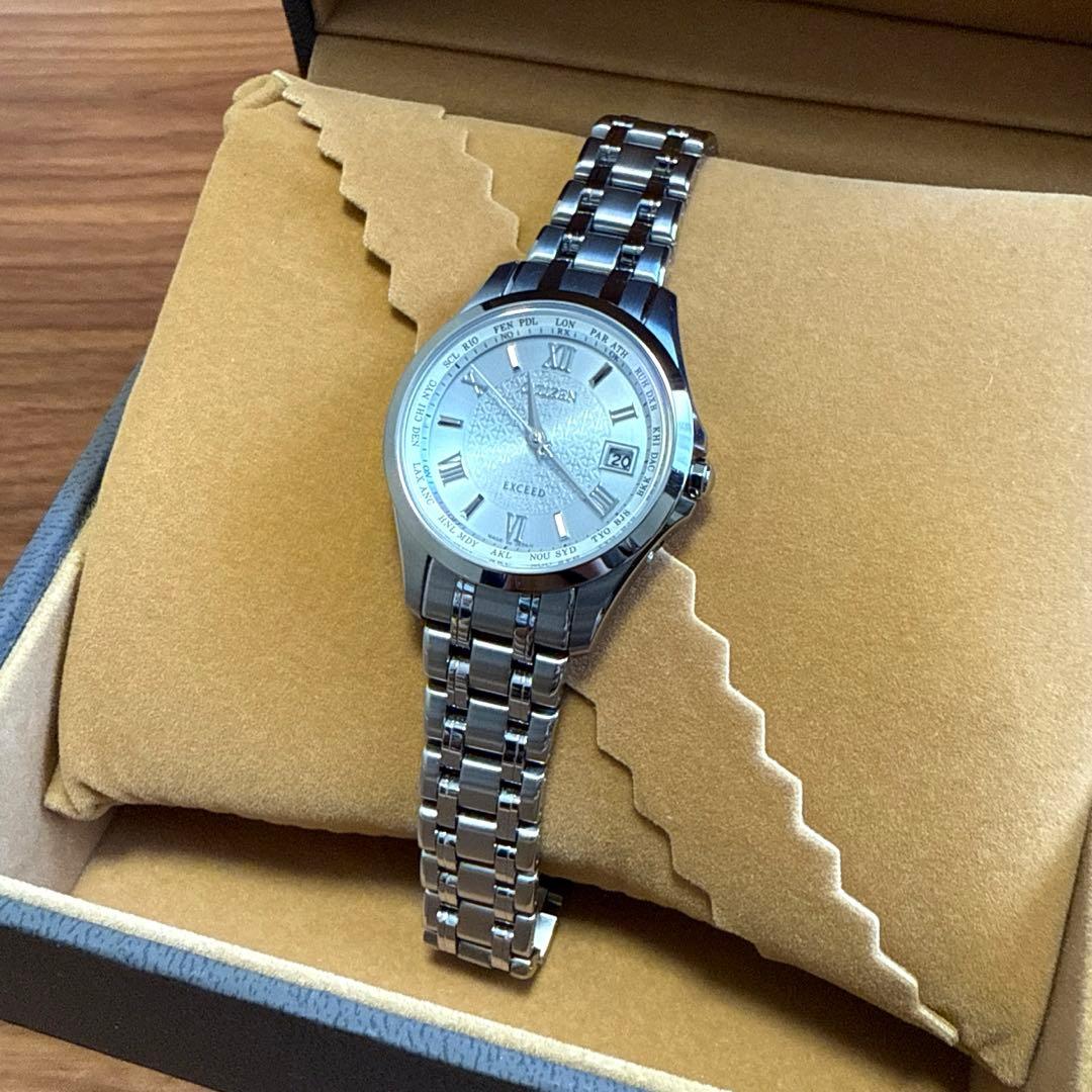 美品 シチズンエクシード EC1120-59A 電波ソーラー 白文字盤