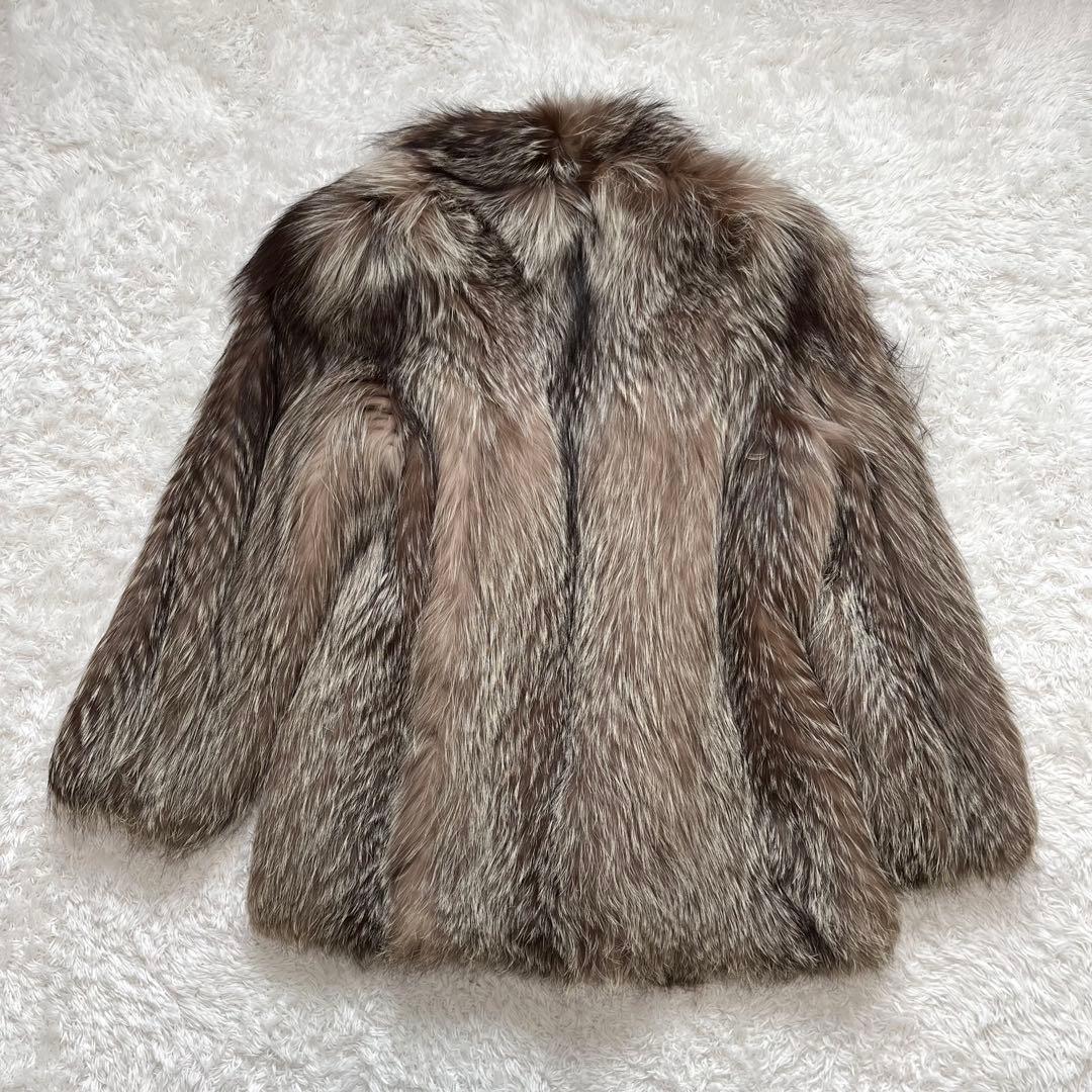 シルバーフォックス　本物毛皮 ショートコート ジャケット 15号 2XL