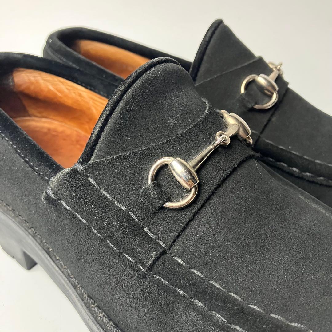 【美品】GUCCI ラグソール　スクエアトゥ　ホースビットローファー　22.5黒
