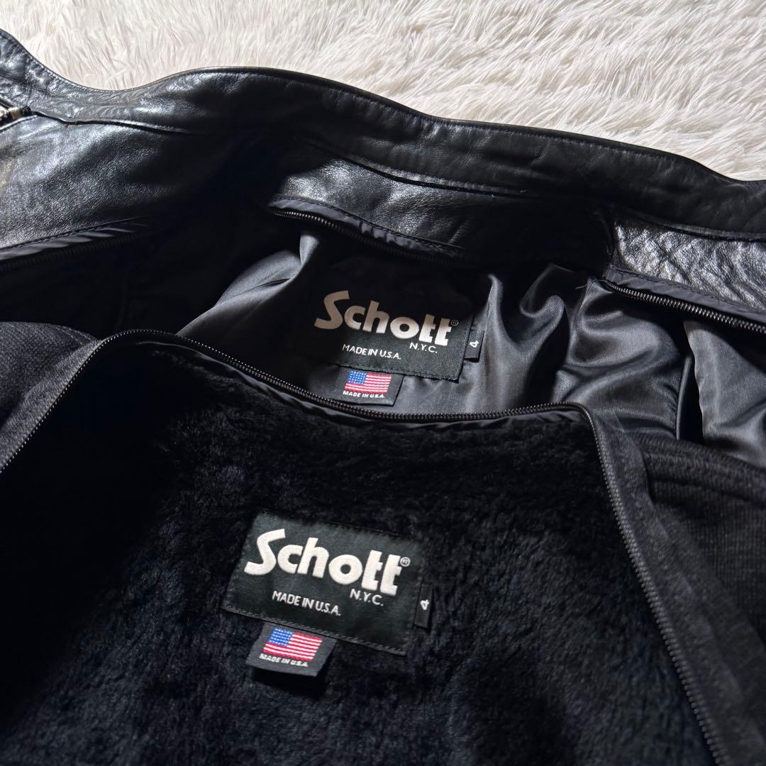 美品/希少モデル✨schott ライダースジャケット　141W ブラック　本革