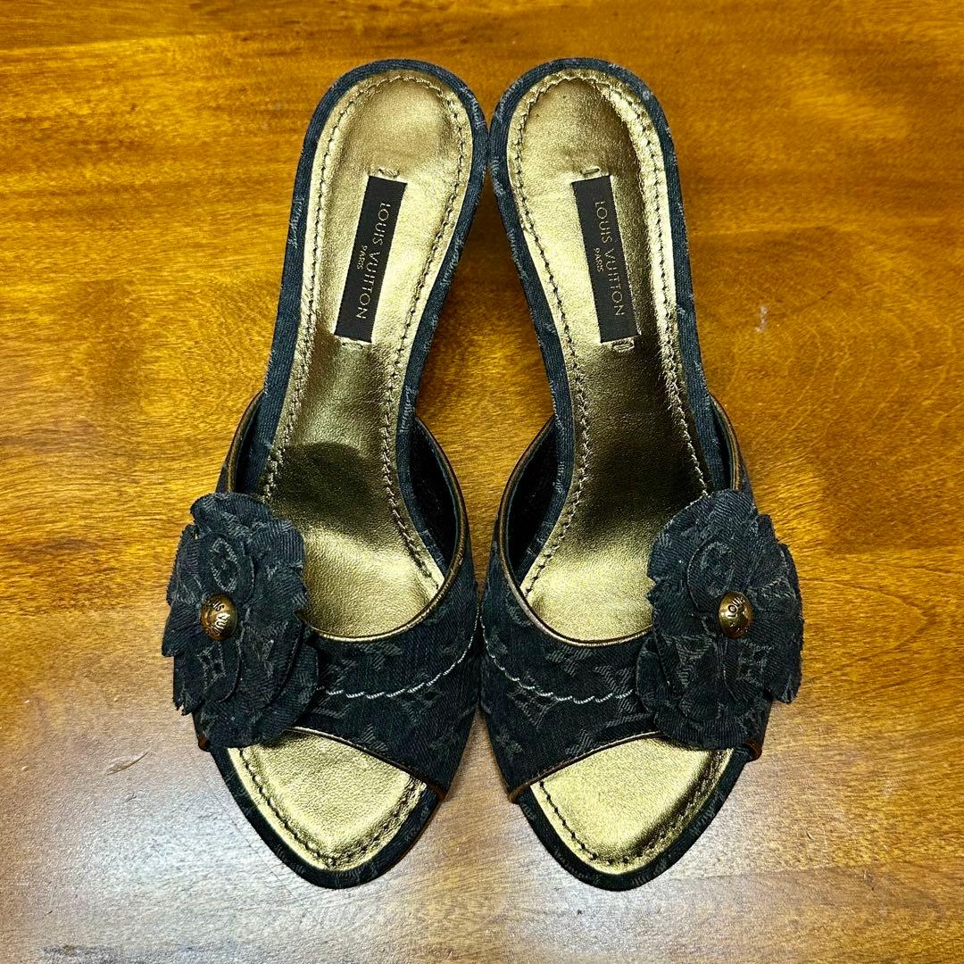 LOUIS VUITTON ヴィトン モノグラム フラワー ミュール 35