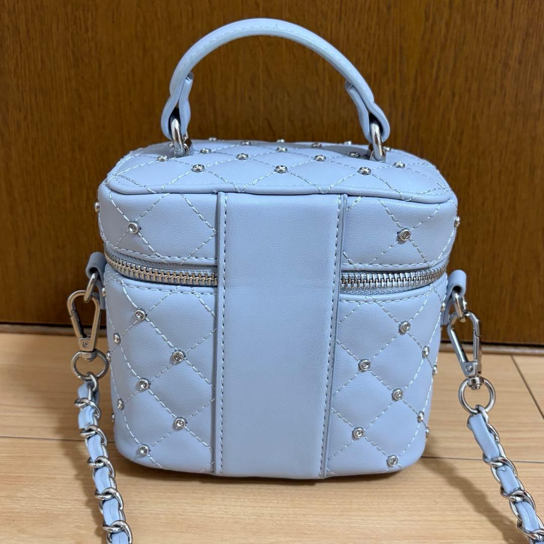 ダーリッチ キルティングビジュースクエアミニバッグ SAX サックス