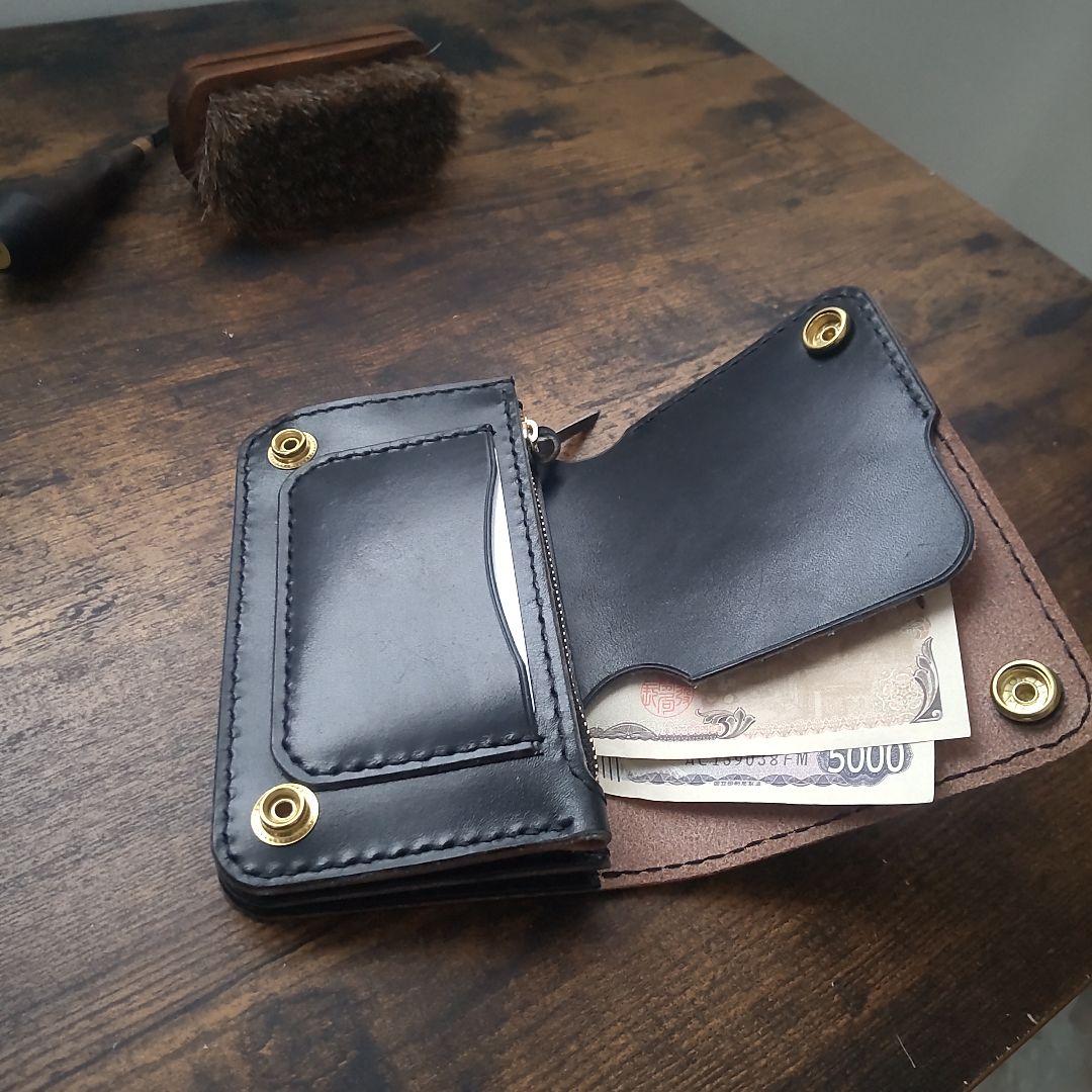 【100%昭南皮革ベンズ使用】お札を折らず収納できるミドルトラッカーウォレット