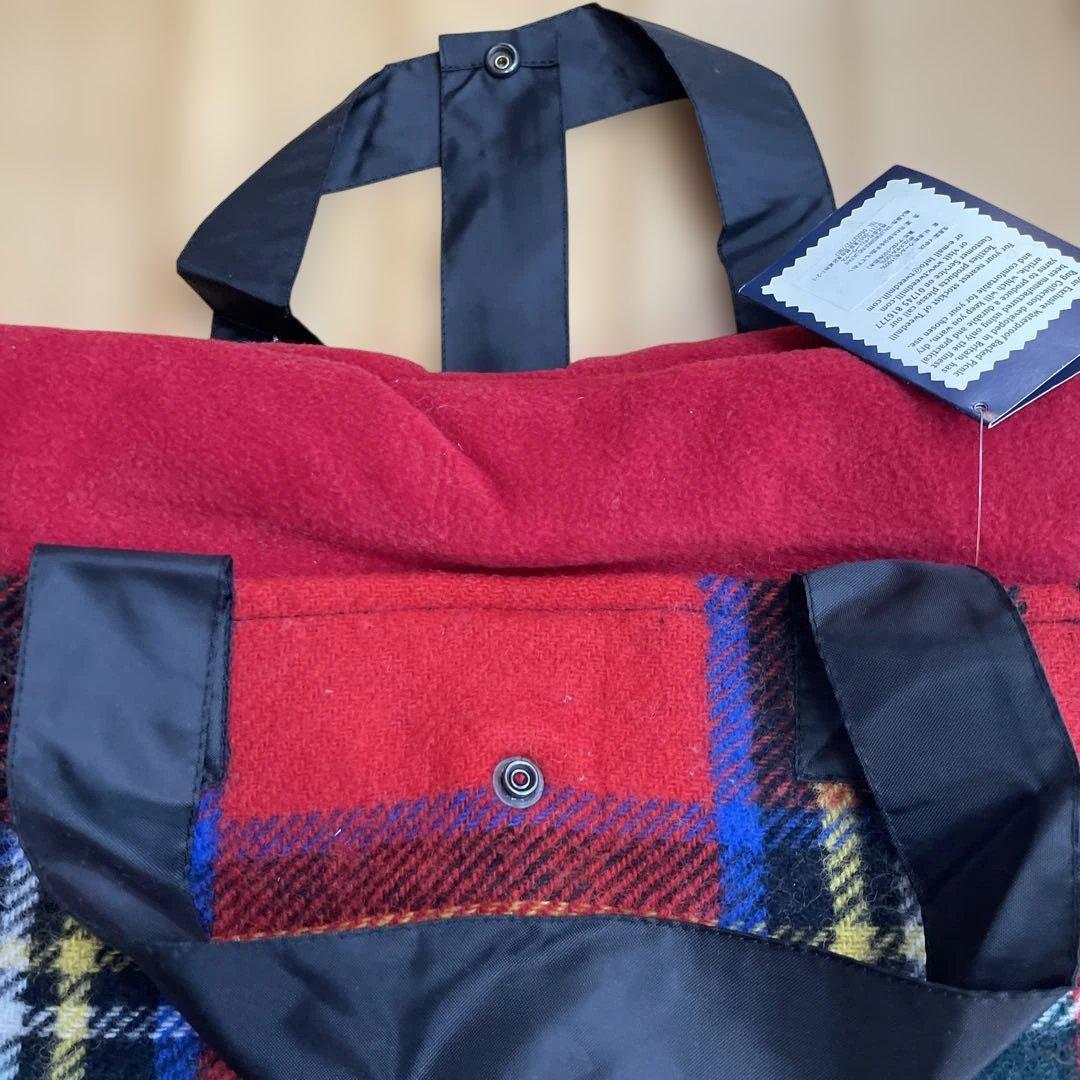 ツイードミルフリース✕チェックウールバッグ型防水ピクニックラグ137x137cm