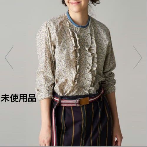 未使用品 45R ツタフラワープリントのフリルブラウス 45rpm