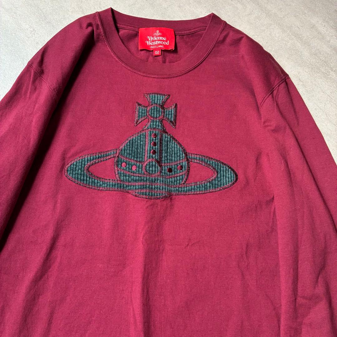 美品✨Vivienne Westwood刺繍ロゴ長袖Tシャツ バーガンディ02