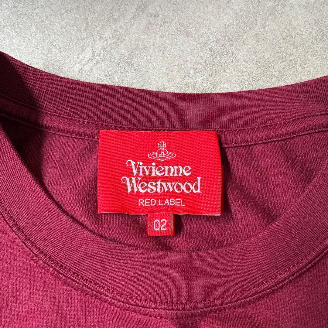美品✨Vivienne Westwood刺繍ロゴ長袖Tシャツ バーガンディ02