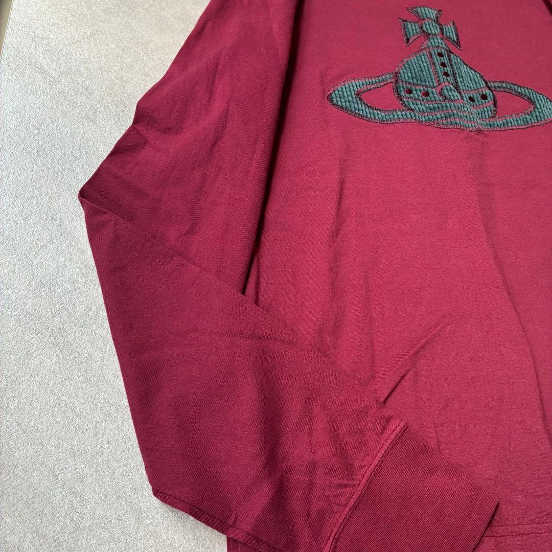 美品✨Vivienne Westwood刺繍ロゴ長袖Tシャツ バーガンディ02