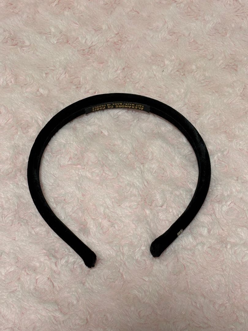ALEXANDRE DE PARIS ベロアカチューシャブラックヘアバンド