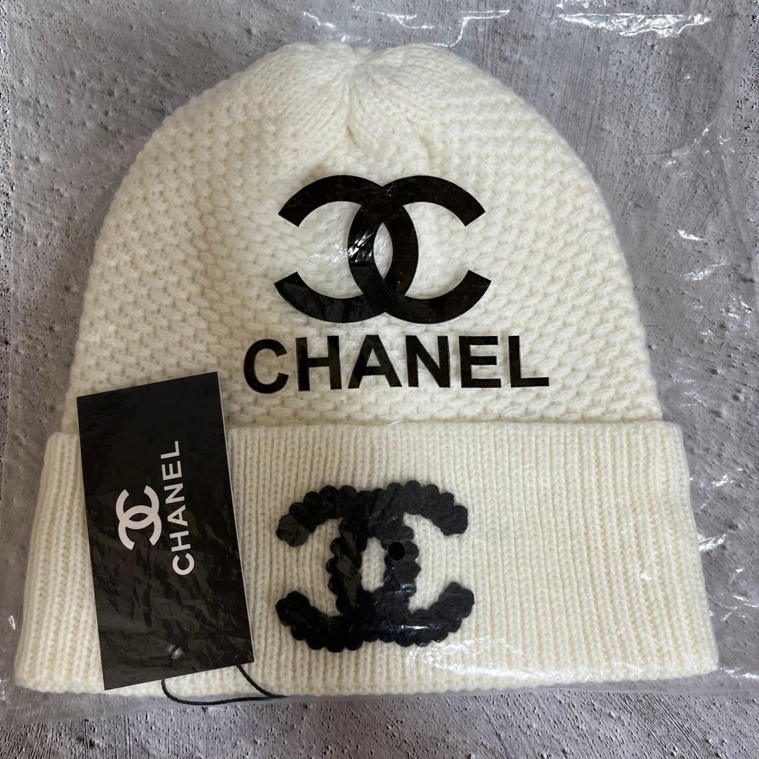 CCロゴ ニット帽 ホワイト