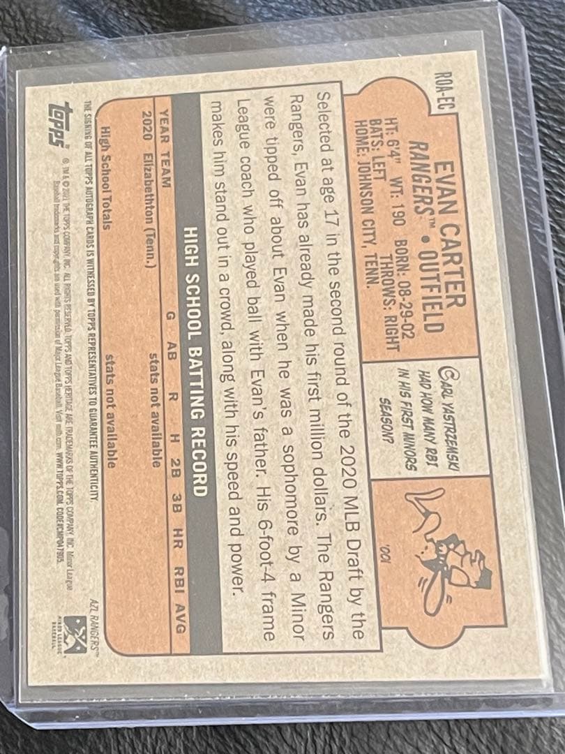 Evan Carter 直筆サイン エバンカーター　mlb auto