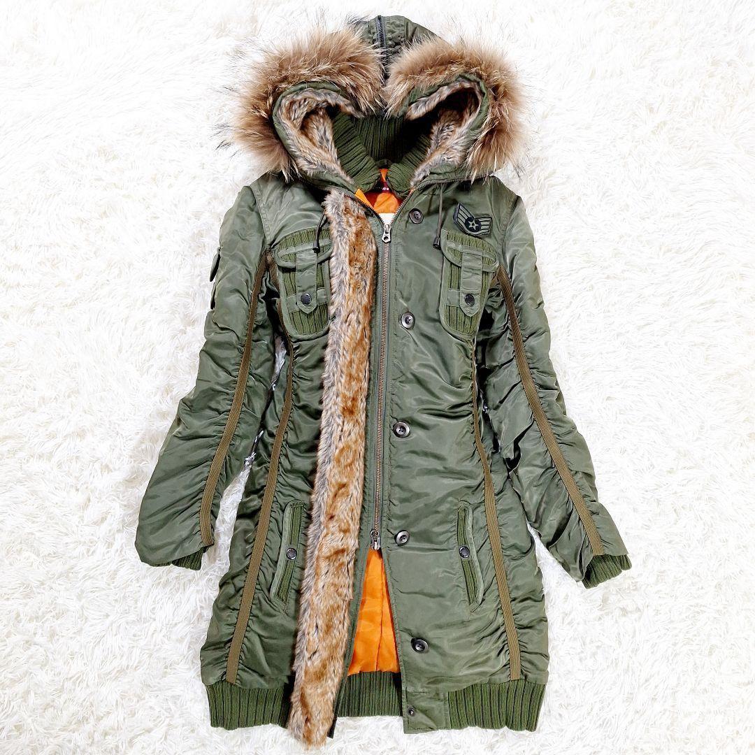 【美品】Avirex Ltd ラクーンファー　モッズコート L-2B ロング丈