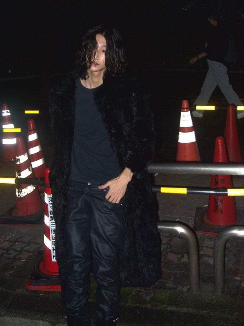 トップス shebang black real Rabbit fur long coat