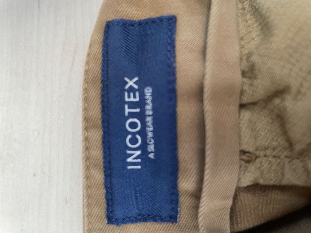 INCOTEXカーキ ワンプリーツ サイドアジャスター チノパン 48